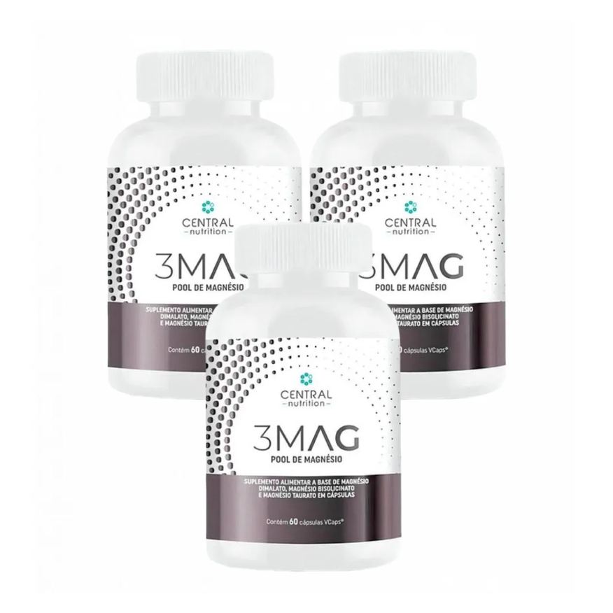 Central Nutrition 3x 3 Mag Magnesio Quelato Taurato Dimalato sem Sabor