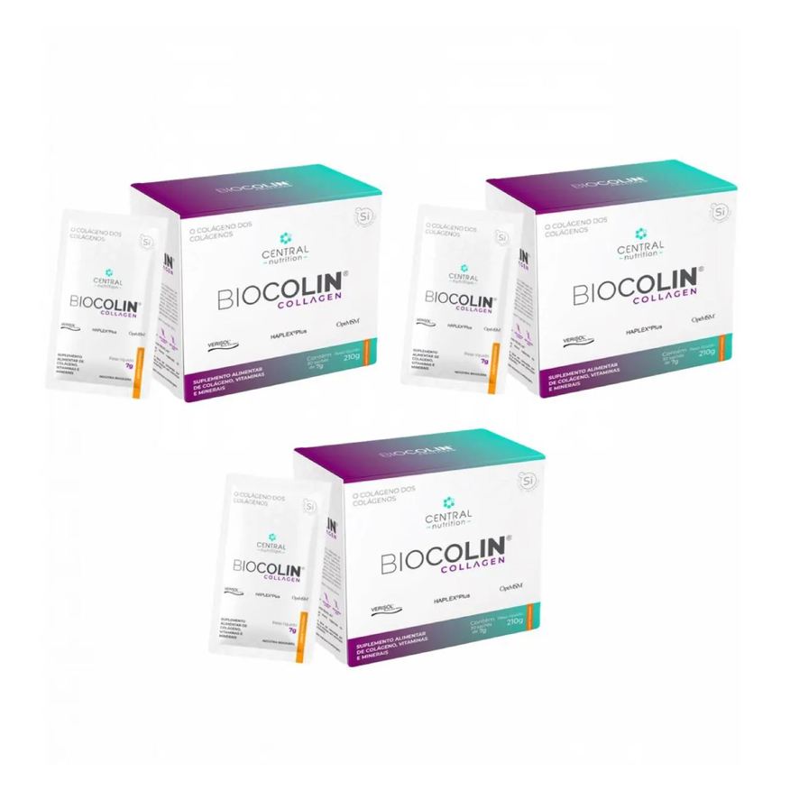 Central Nutrition 3x Biocolin Collagen- - Tangerina 30 Sachês