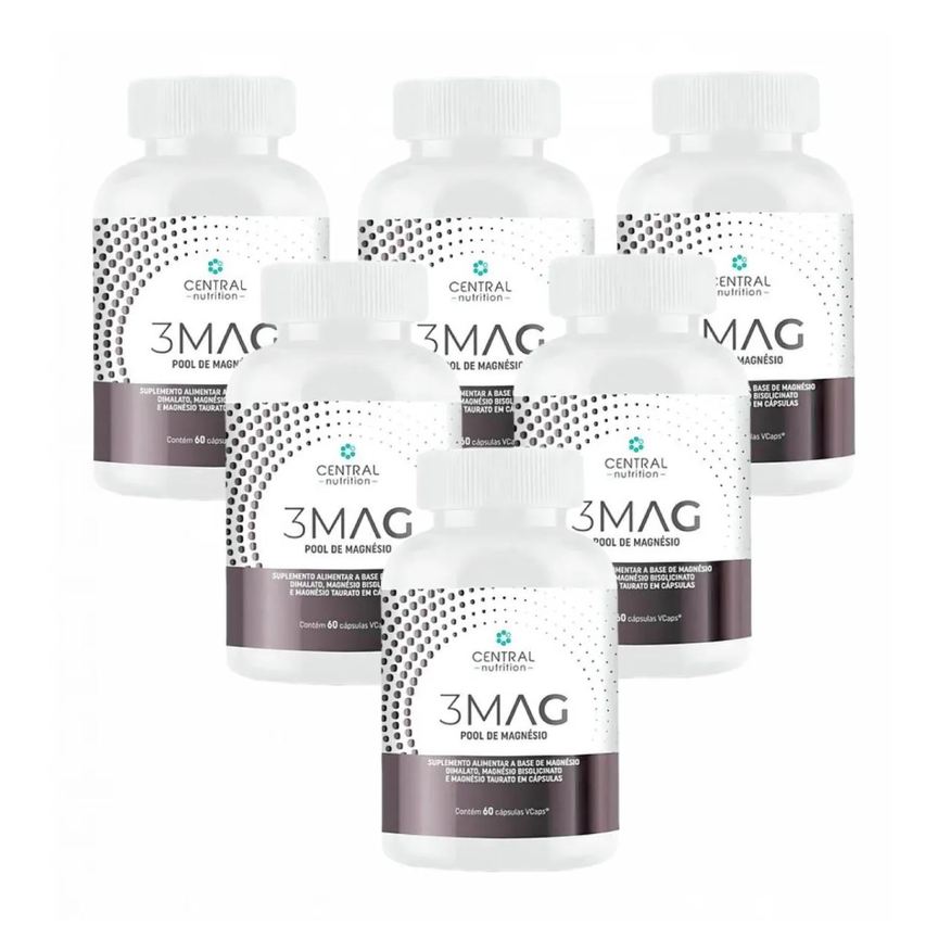Central Nutrition 6x 3 Mag Magnesio Quelato Taurato Dimalato sem Sabor
