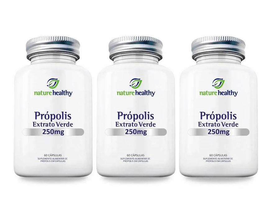 Nature Healthy Kit C/ 3 Extrato de Própolis Verde 250mg 60 Cápsulas