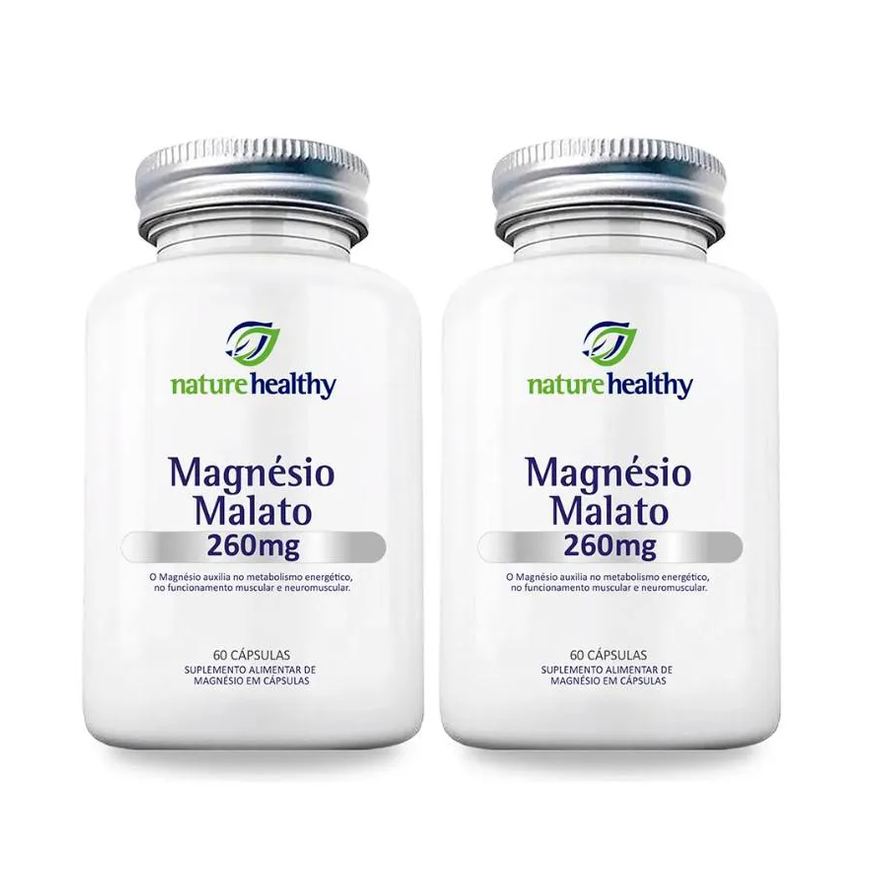Nature Healthy Kit C/ 2 Magnésio Malato 260mg 60 Cápsulas