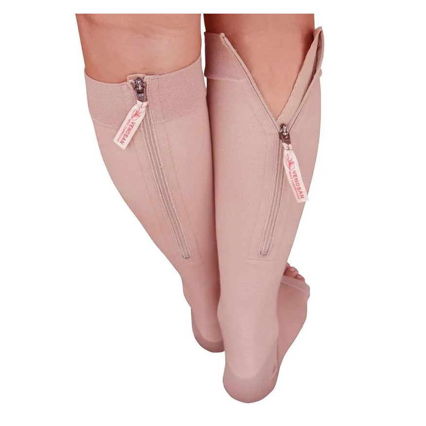 Venosan Meia 3/4 Comfortline Cotton com Zíper 20-30mmhg Bege Curta Tam Xxg