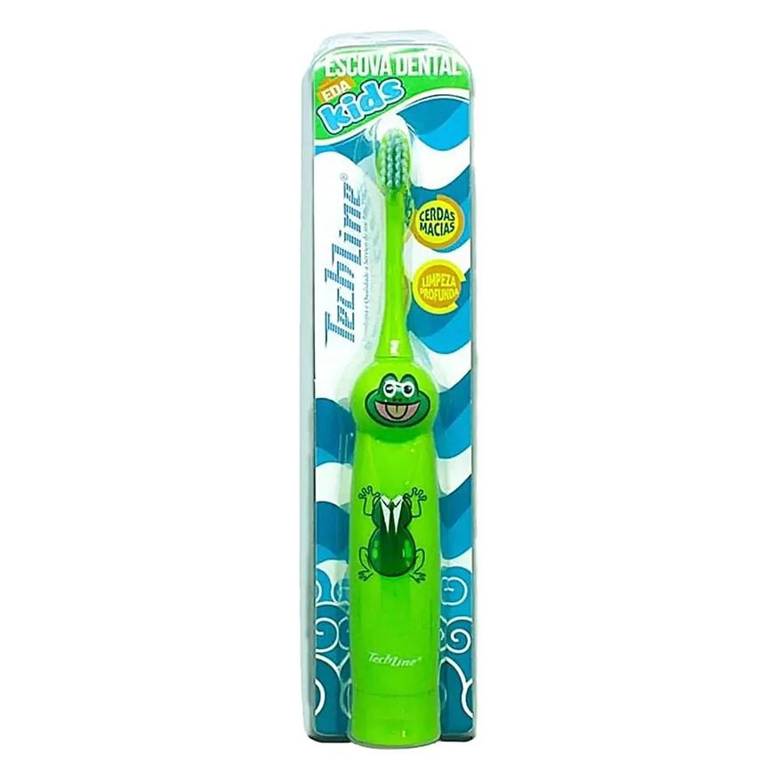 Tech Line Escova Dental Elétrica Infantil Techline - Sapo Verde