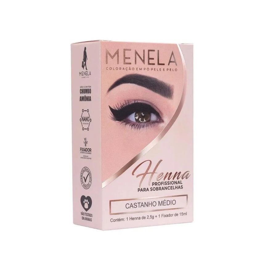 Henna Kit Sobrancelha Menela Castanho Médio 2,5g
