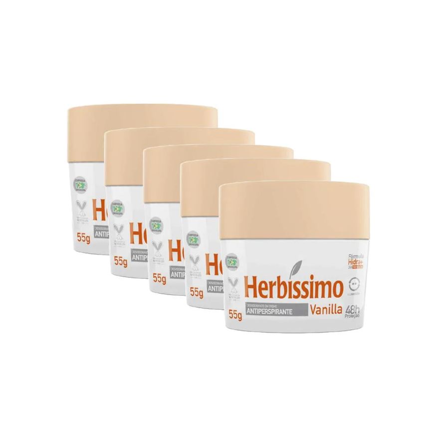 Herbíssimo Kit Desodorante Cremoso Herbissimo Vanilla 55g (5 Unidades)