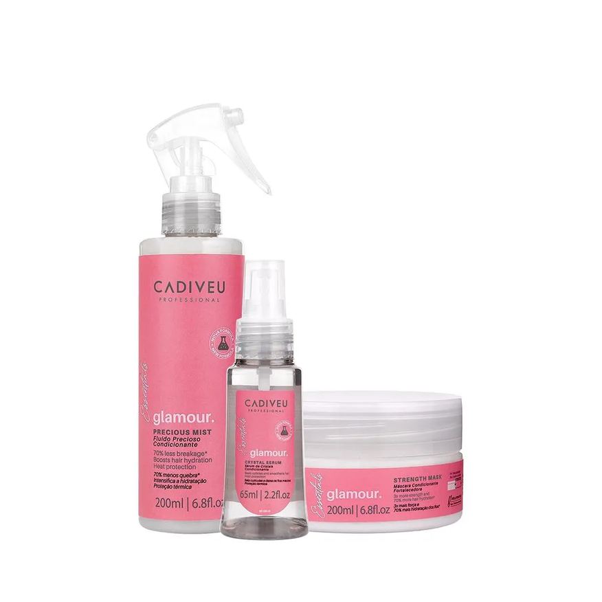 Cadiveu Kit Profissional Essentials Glamour Fluído Sérum e Máscara Condicionante (3 Produtos)