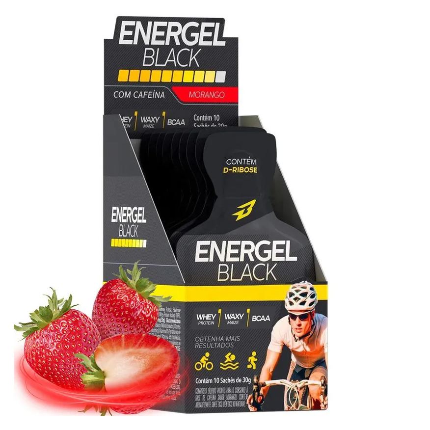 Body Action Gel Energel Black com Cafeína Caixa 10 unidades - Morango