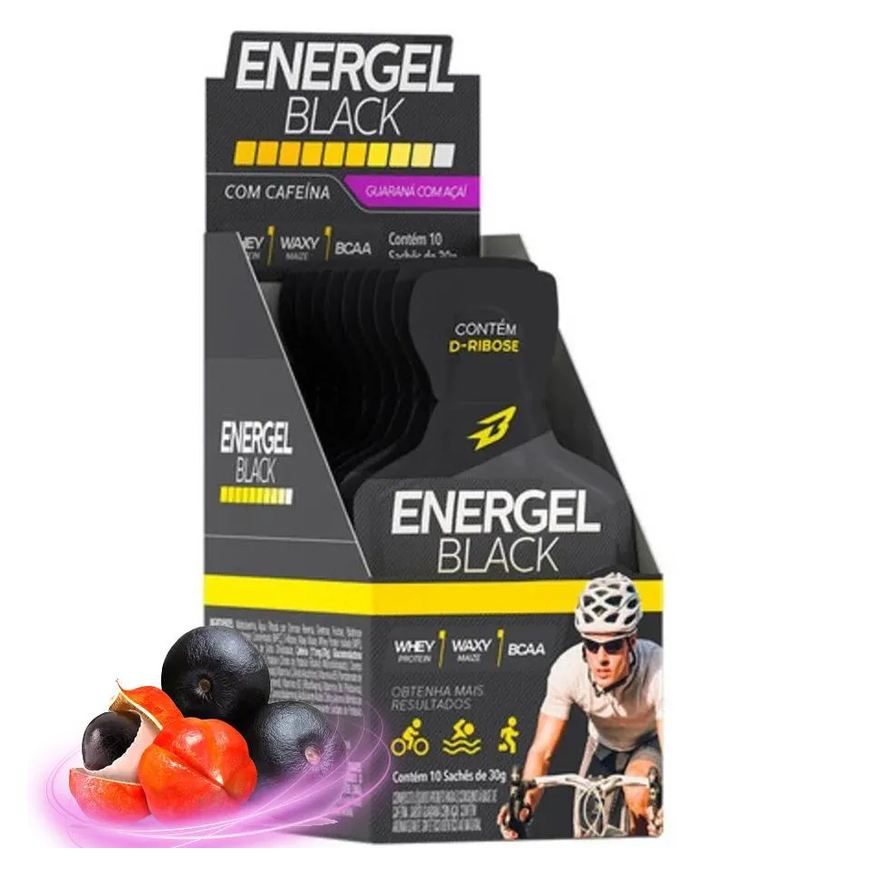 Body Action Gel Energel Black com Cafeína Caixa 10 unidades - Guaraná com Açaí
