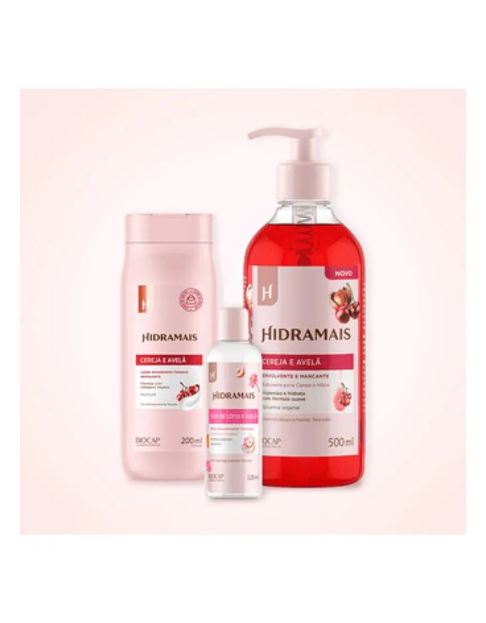 Hidramais Kit Cereja e Avelã com Óleo Corporal Flor de Lotus e Avelã 200ml