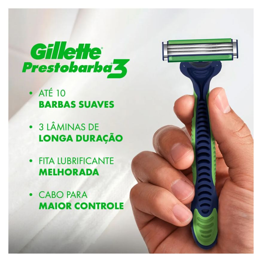 Gillette Aparelho de Barbear Prestobarba3 Sensitive Aloe Vera 2 unidades