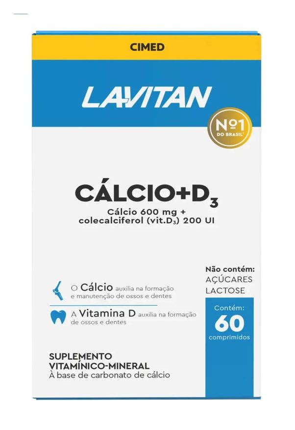 Cimed Lavitan Calcio 600mg + 200ui Vitamina D3 Suplemento com 60 comprimidos