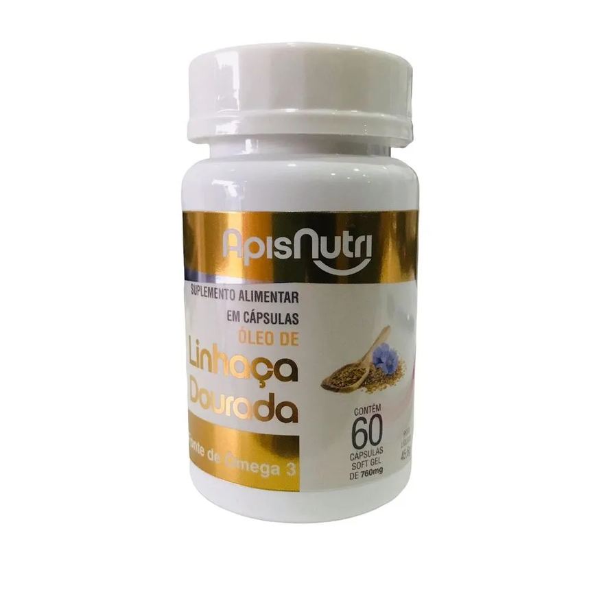 Apisnutri Óleo de Linhaça Dourada 760mg (60 cápsulas) - Padrão: Único