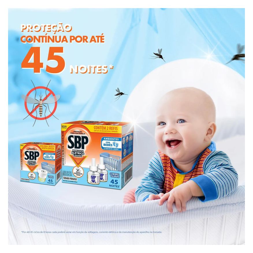 Repelente Refil Elétrico Líquido SBP Cheiro Suave 2 Unidades com 35ml cada