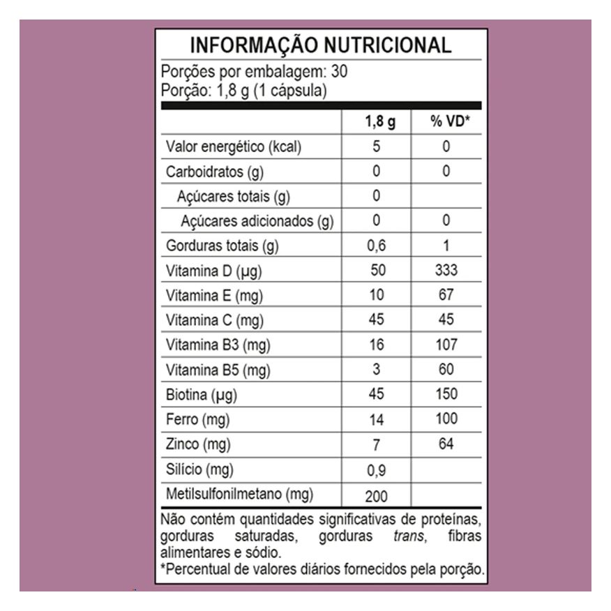 Alimentar Suplemento Nouve Silício D Cabelo Pele e Unha 30 Cápsulas