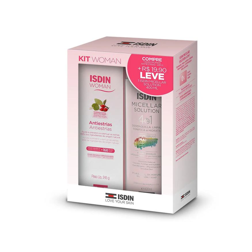 Woman Isdin Kit Creme Antiestrias Isdin Woman 245g + Solução Micelar 400ml