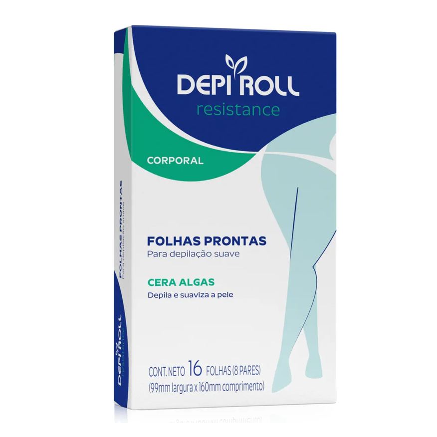 Depiroll Cera Depilatória Corporal Depi Roll Resistance Algas 16 folhas prontas