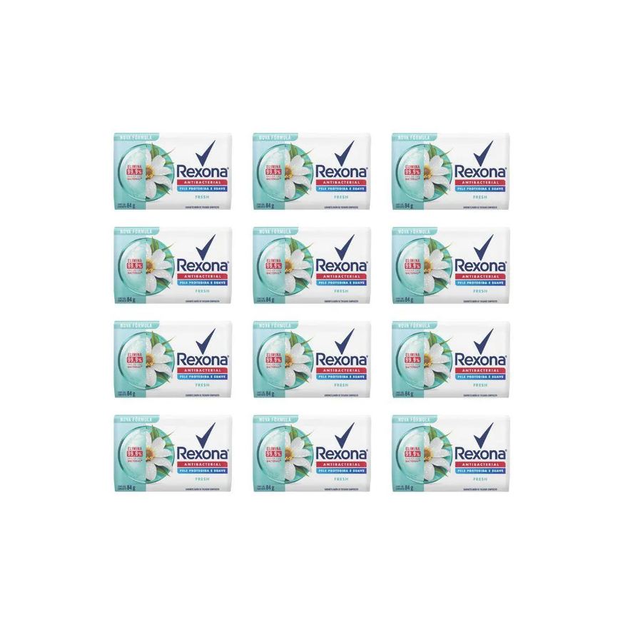 Rexona Sabonete Antibacteriano Fresh 84g - Kit C / 12un