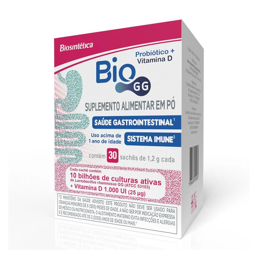 Bio GG Probiótico 10bi + Vitamina D 1.000UI 30 Sachês