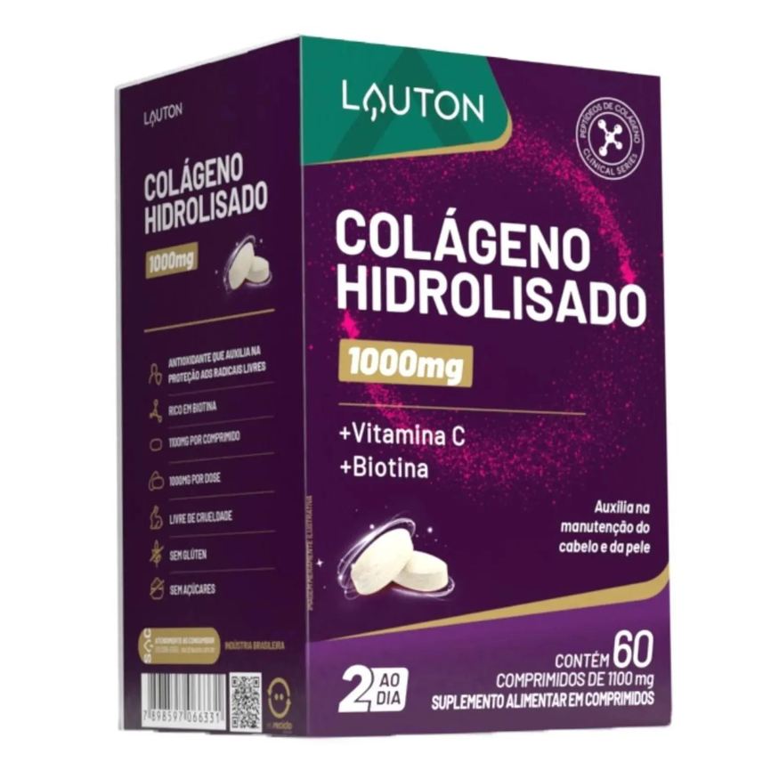 Lauton Colágeno Hidrolisado com Vitamina C e Biotina 60 comprimidos