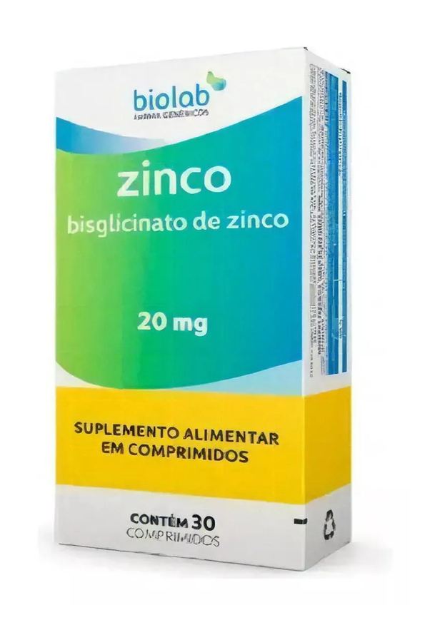 Biolab Zinco Quelato 20mg Imunidade Cabelos E Pele 30cps