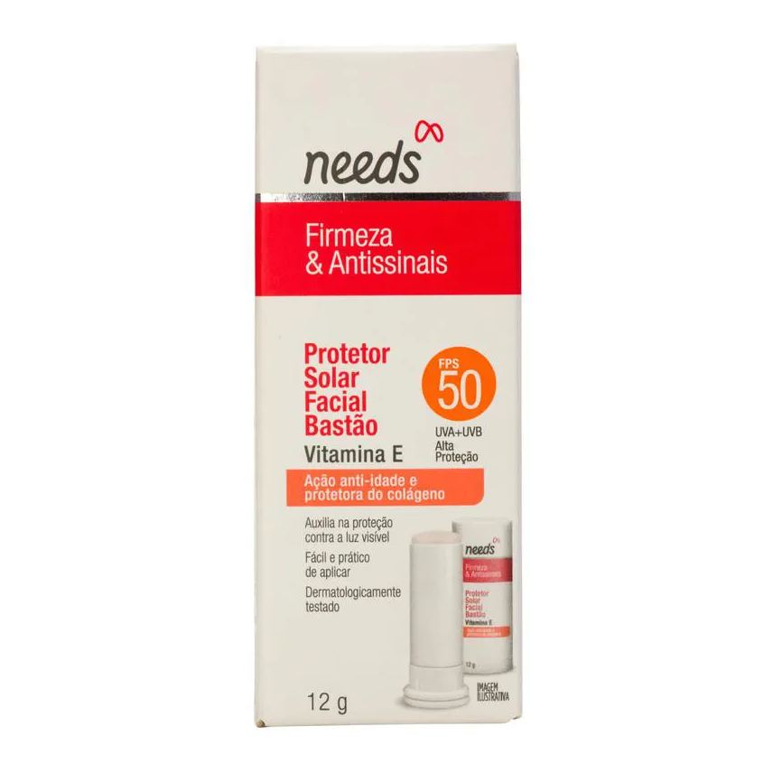 Needs Protetor Solar Facial Firmeza & Antissinais FPS 50 Bastão 12g