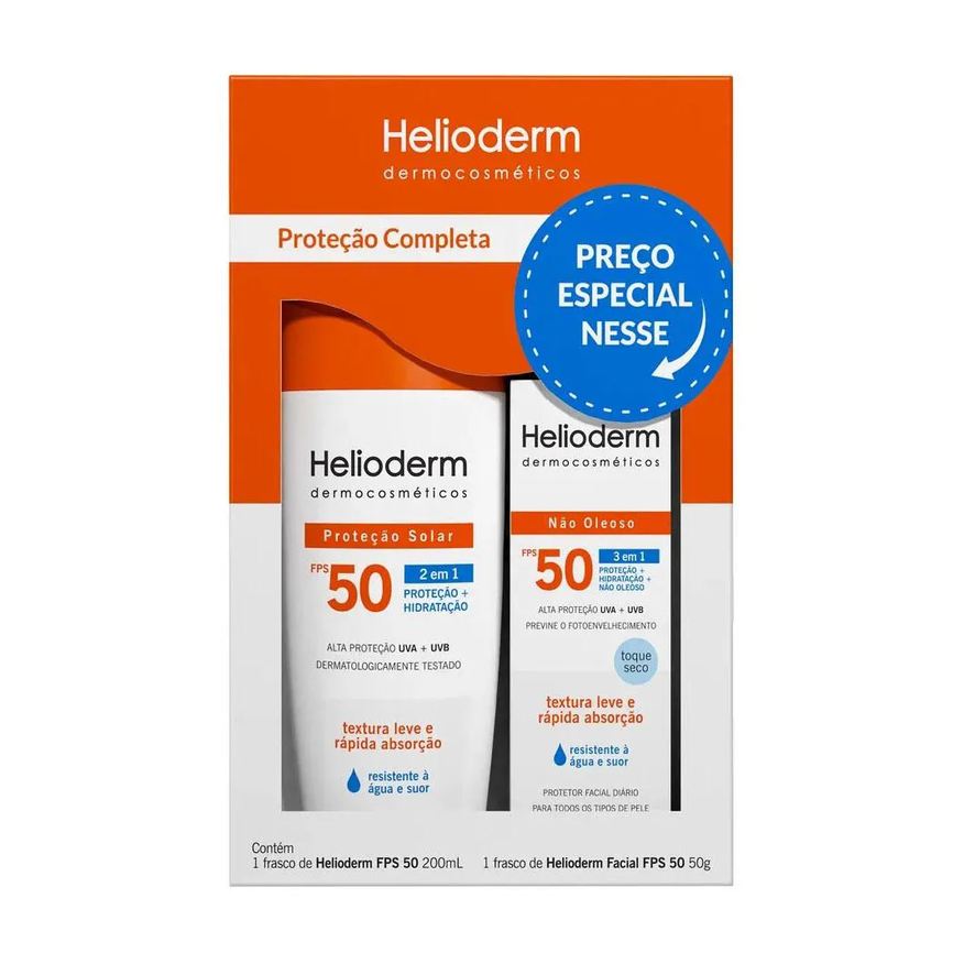 Kley Hertz Kit Protetor Solar Helioderm Corporal e Facial Fps 50 - Kley