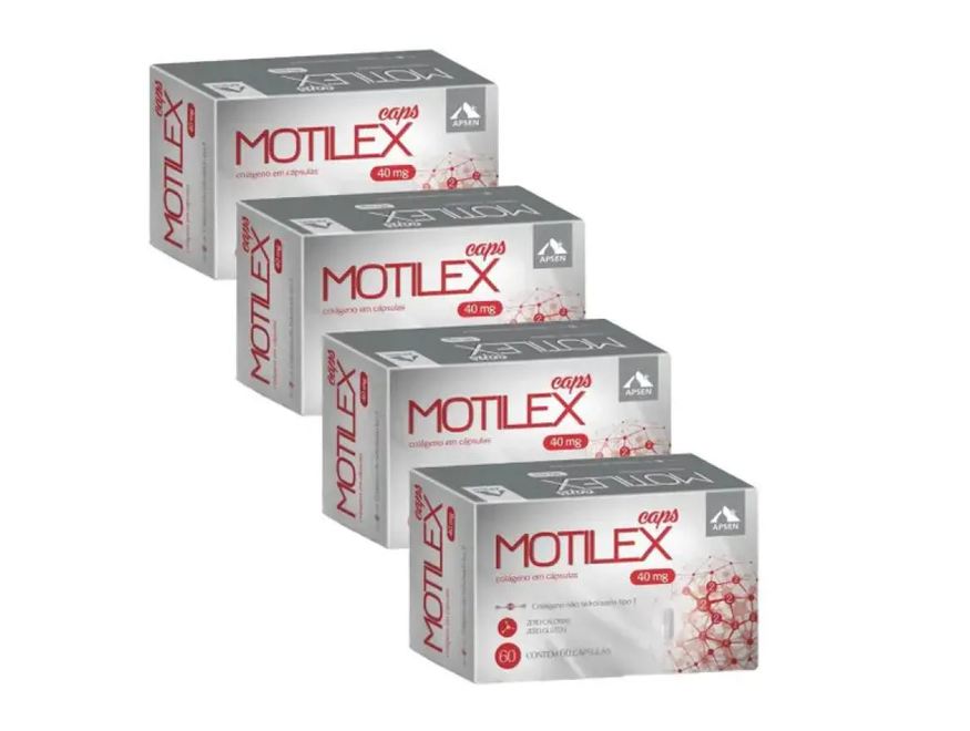 Apsen Motilex Kit C/4 Caixas C/60 cápsulas Cada - Colágeno Tipo 2 Puro