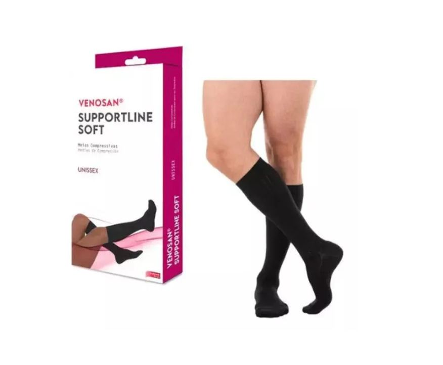 Venosan Meia de Compressão para Viagem Supportline Soft 18-22mmhg 3/4 Ad Panturrilha Cor Preta - M