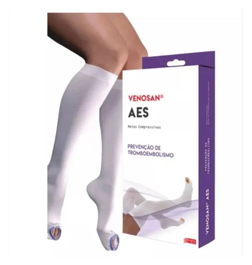 Venosan Meia de Compressão Pós Cirúrgica Antitrombo Antiembolia Aes 18mmhg Panturrilha Ad Branca - P