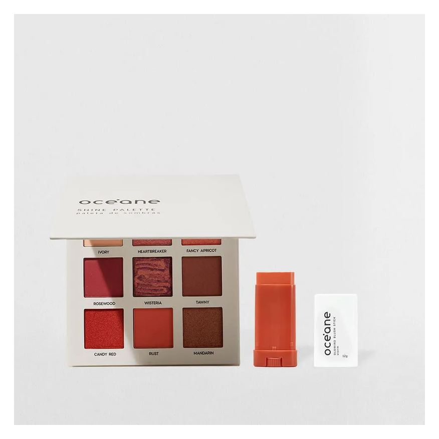 Océane Kit Blush em Bastão Laranja + Paleta de Sombras Shine Limited (2 Produtos)