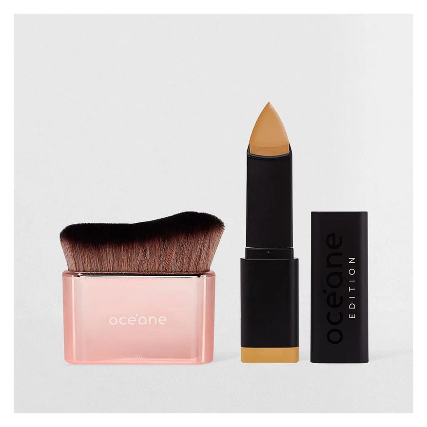 Océane Kit Base em Bastão Honey + Pincel de Maquiagem Multifuncional (2 Produtos)