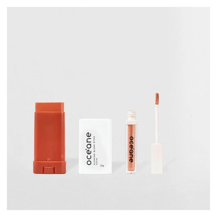 Océane Kit Blush em Bastão Laranja + Sombra Líquida Quartzo Limited (2 Produtos)