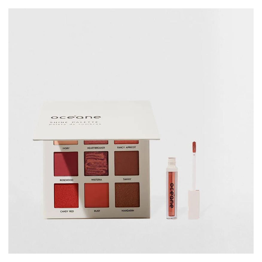 Océane Kit Paleta de Sombras Shine + Sombra Líquida Pêssego Limited (2 Produtos)