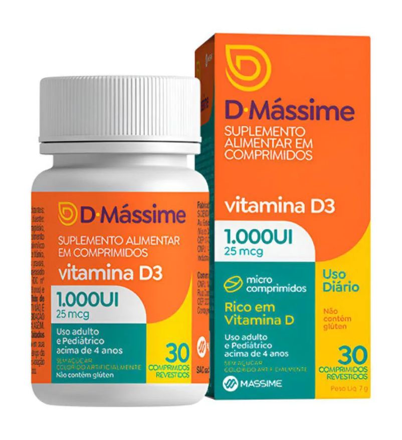 Massime Vitamina D3 1000ui - 30 comprimidos Revestidos
