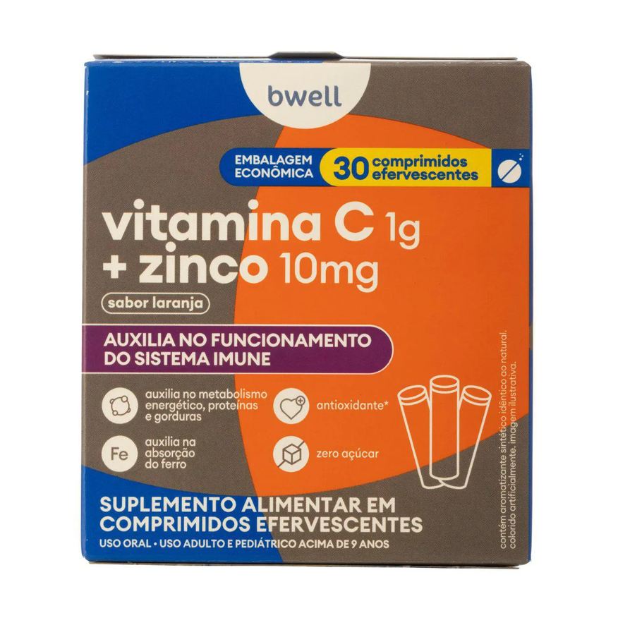 Vitamina C + Zinco bwell 30 Comprimidos Efervescentes