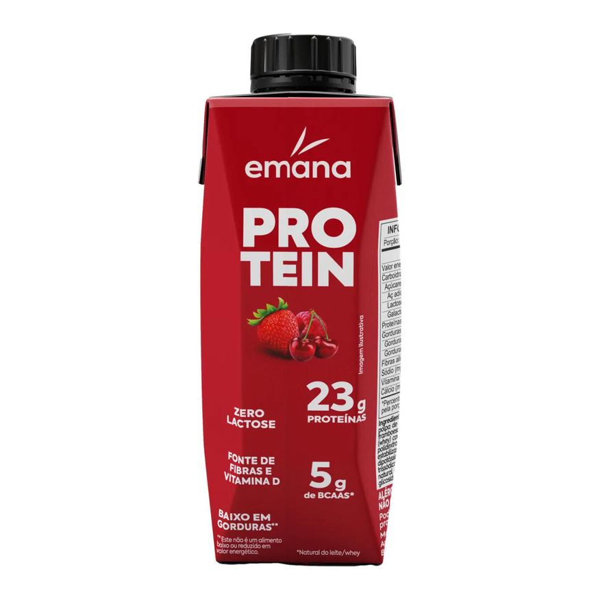 Emana Suplementos Bebida Proteica Emana Protein Zero Lactose Morango 23g Proteína 250ml