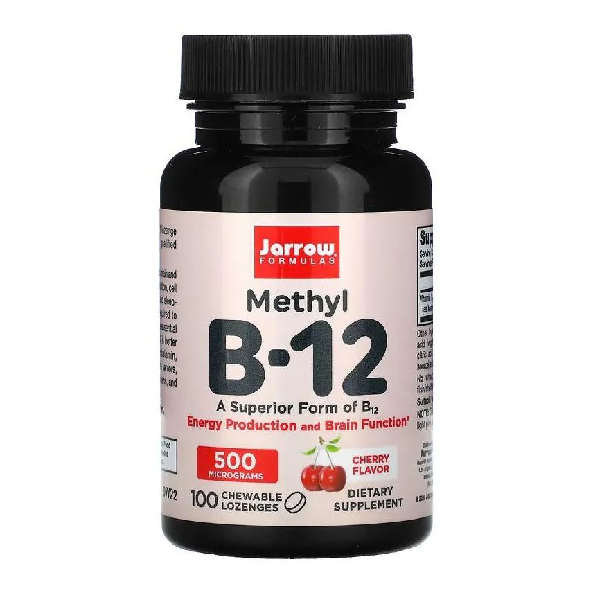 Jarrow Formulas Metil B12 500mcg 100 Tabletes Mastigaveis Sabor Cereja