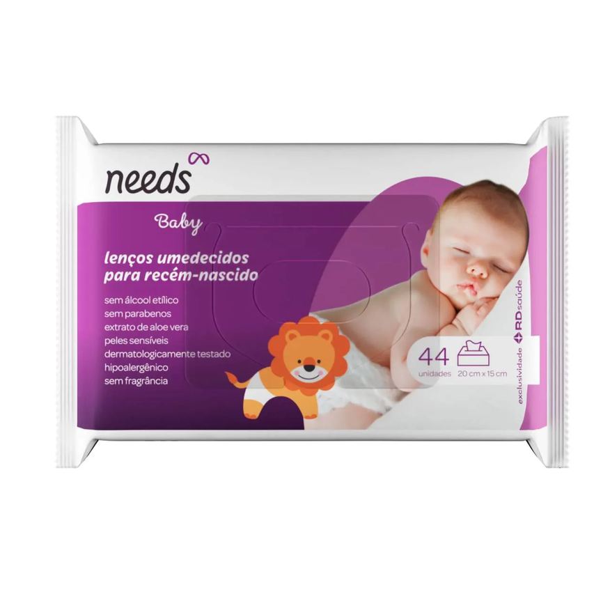 Needs Lenço Umedecido Baby Recém-Nascido 44 Unidades
