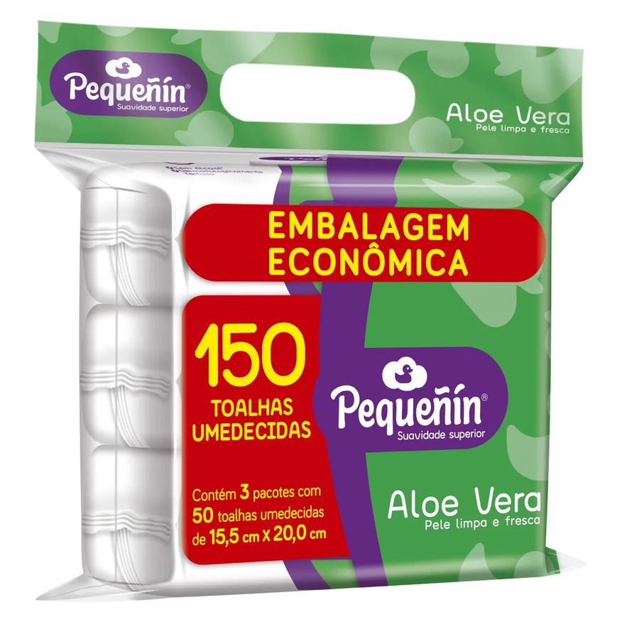 Pequenin Toalhas Umedecidas Pequeñin Aloe Vera 150 unidades