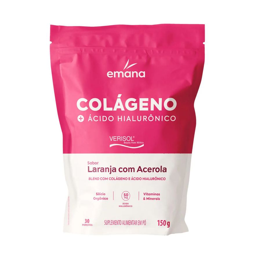 Emana Suplementos Colágeno Verisol + Ácido Hialurônico Emana Laranja e Acerola 150g