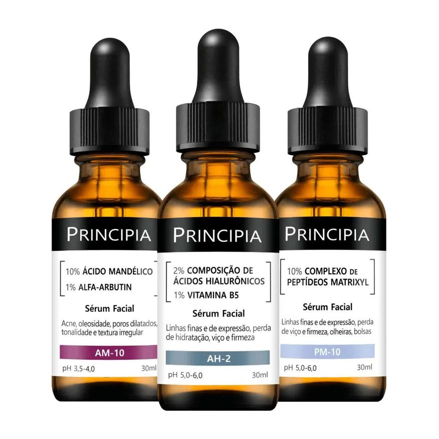 Principia Kit 3 Séruns Mandélico + Peptídeos + Hialurônicos