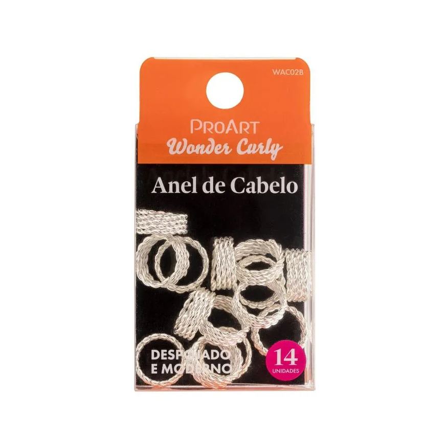 Proart Anel de Cabelo Penteados Argola Prateada 14 unidades