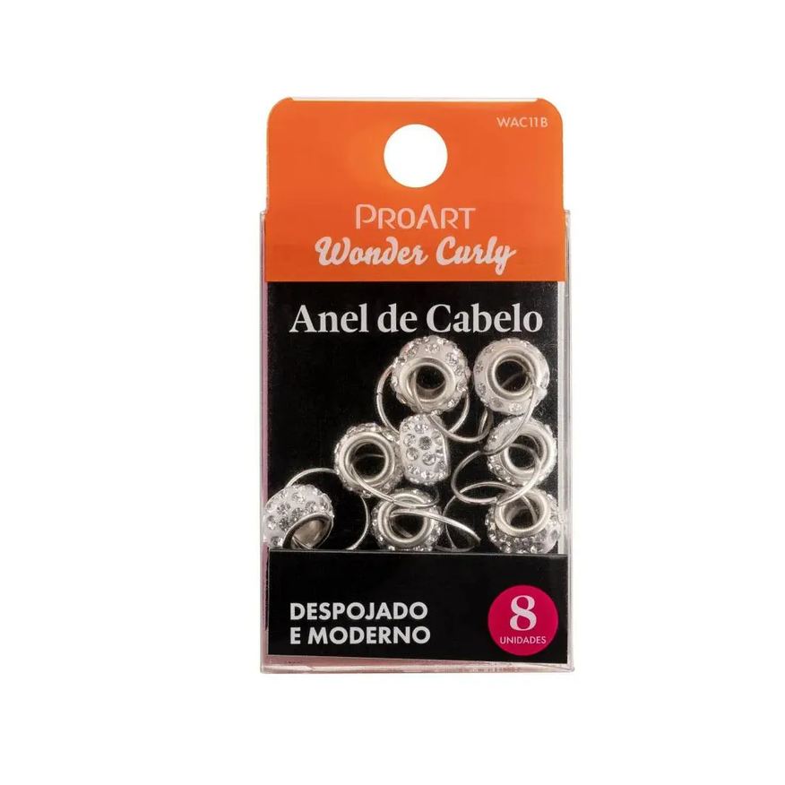 Proart Anel de Cabelo Prateada com Strass 8 unidades