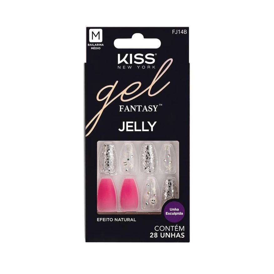 Kiss New York Unha Decorada Bailarina Média Gel Fantasy Jelly - Kiss Ny