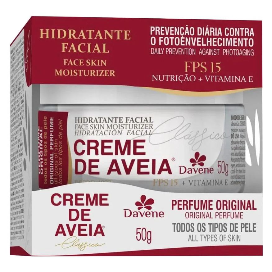 Davene Creme Facial de Aveia Classico 50g Hidratante