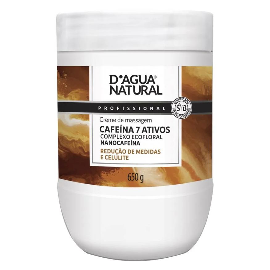 D'Agua Natural Creme Massagem Redutora Cafeina 7 Ativos 650g Dagua Natural