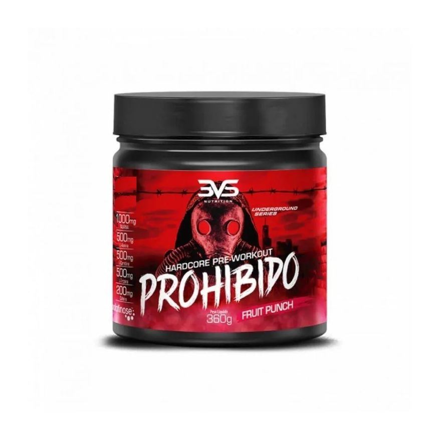 3Vs Nutrition Prohibido Hardcore Pré-Workout (360g) - Sabor: Fruit Punch