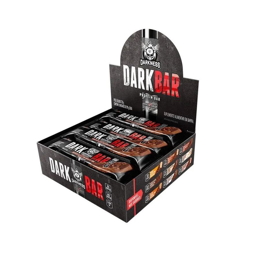 Darkness Dark Bar Caixa 8 unidades (720g) - Sabor: Chocolate Ao Leite C/ Choco Chips