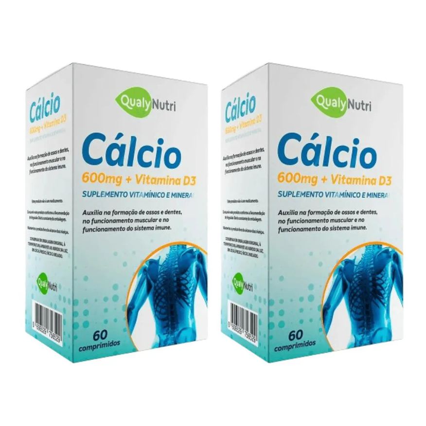 Qualynutri Kit C/2 Cálcio 600mg + Vit D3 C/60 cápsulas - Qualy Nutri