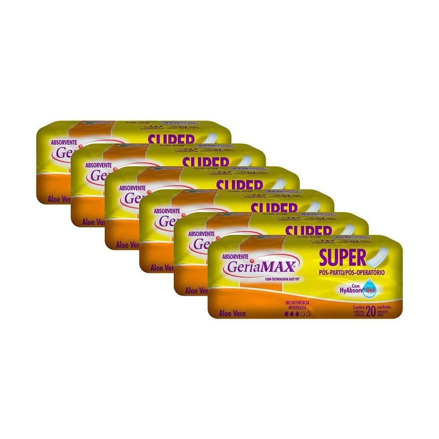 Geriamax Kit com 6 Absorventes Geriátricos com 20un Cada